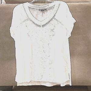 White blouse cotton embroidery detail